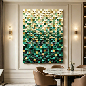 Green Gold 3D Wood Wall Art Solid Geometric <b>Painting</b> <b>Custom</b> Luxury Decor for Hotel & Villa JZ-223 JZ-223 JZ-223 - Product Image 1