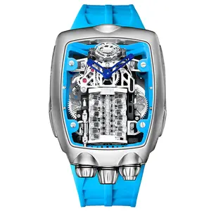 Relógio de pulso mecânico de borracha para homens, relógio de pulseira de borracha de luxo personalizado de fábrica, 2023