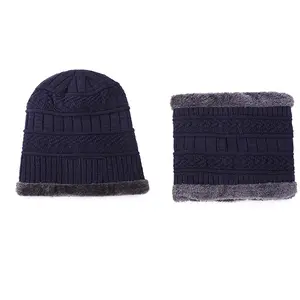 Set di sciarpa con berretto invernale da 2 pezzi, berretto grosso e spesso, cappelli caldi in maglia da uomo con sciarpa