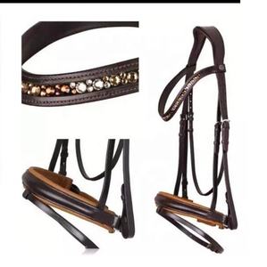 Nouveaux ensembles de brides de cheval en cuir véritable équitation Sport fantaisie bride éphémère produits de cheval - Product Image 1