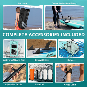 Planche de SUP <span class=keywords><strong>gonflable</strong></span> tout-terrain PoeticExist en PVC portable, ultra-légère, 10,6'x33', capacité de 330 lb, 3 ailerons complets - Product Image 6