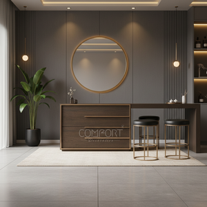 Mostrador de Recepción Moderno y Personalizado para Salón de Belleza, Estilo Lujoso, Hecho a Mano en Madera, para Barbería, Caja, Almacén o Comedor - Product Image 3