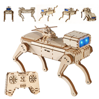 Puzzle en bois 3D, chien robot intelligent, jouets éducatifs STEM, kit de robotique, programmation, télécommande, chien robot mécanique RC