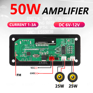 Module amplificateur 2x25W 50W pour amplificateur 5.0, DC 6-12V, affichage à distance, USB, TF, AUX, mini amplificateur audio pour voiture et maison, haut-parleur <span class=keywords><strong>DIY</strong></span> - Product Image 3