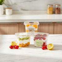 Boîte carrée transparente jetable en PET pour mousse, gâteau aux fruits, tiramisu, dessert, crème glacée et gelée - Vente en gros