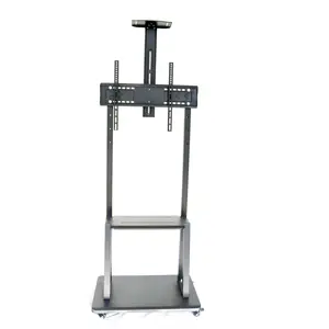 TV Cart Mobile Wheeled Flat Screen 32-70 inch Television Stand with Rolling Casters and Shelf