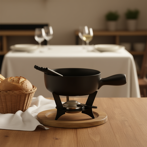 Ensemble de fondue au fromage Kela en fonte de fer avec support en bois 21 cm noir 10 pièces - Product Image 3