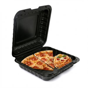 Boîtes de préparation alimentaire YANGRUI personnalisées avec logo, en PP noir mat, 9x9 pouces, 40 oz, emballage rapide, boîtes à emporter pour fêtes - Product Image 1