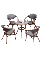 Ensemble de table et chaises de jardin nordique XY, en aluminium, pour extérieur, idéal pour café, restaurant