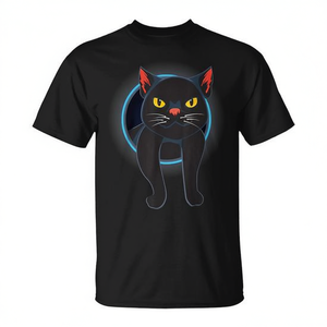 Camiseta Black Cat de cuello redondo y manga corta, unisex, con estampado digital para propietarios de mascotas y entusiastas de los gatos - Product Image 3