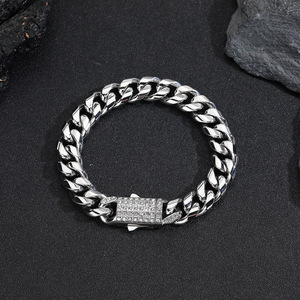 Pulseras Finas de Acero Inoxidable, Joyería con Cierre de Resorte de Diamantes, Collar de Cadena Cubana, Estilo Hip-Hop, Pulseras para Hombre, Oro 200g 80% - Product Image 4