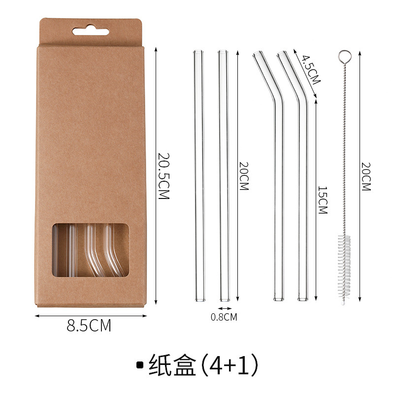 Cardboard box packaging - [4 straws, 1 cleaning brush]