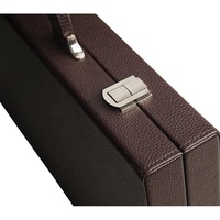 Grand jeu de société classique Plateau de backgammon brun foncé Points blancs et oranges Ensemble de backgammon en cuir de qualité supérieure de 18 pouces