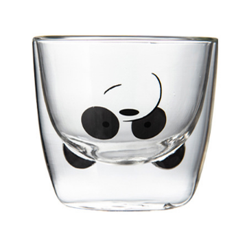 250ml Animal Panda Bear Shape Double Wall Heat Insulation Glass Cup for Tea Coffee Milk