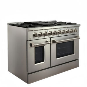 48 pouces 7,0 pi³ pi. Four électrique double commercial avec cuisinière à gaz 8 brûleurs et four à convection électrique en acier inoxydable - Product Image 1