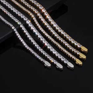 Chaîne à maillons sertis de moissanite VVS1, monture encastrée de précision, certifiée GRA, or 18 carats, argent 925, bijoux géométriques personnalisés sertis de pierres - Product Image 2