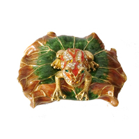 Boîte à bijoux souvenir en cristal de princesse grenouille légendaire, couronne de roi crapaud, boîte à bijoux souvenir, nénuphar