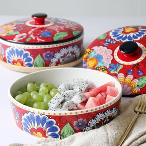 ของขวัญแต่งงานสไตล์ญี่ปุ่น ชามเซรามิกขนาดใหญ่พร้อมฝาปิด ชามซุป ชามสลัด - Product Image 4