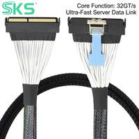Cable de Datos Interno de Alta Velocidad SKS SKS-La1 Slimline SAS MCIO 124P 16X a MCIO 124P para Tarjeta NVMe RAID, 0.5m
