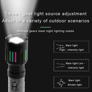 Torcia LED Ricaricabile Super Luminosa con Zoom, Luce Laterale SMD, Display di Potenza, Ideale per Campeggio - Product Image 2