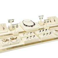 Présentoir à bijoux en microfibre pour bagues, colliers, boucles d'oreilles et pendentifs ; Support de comptoir pour bijoux, présentoir de luxe léger