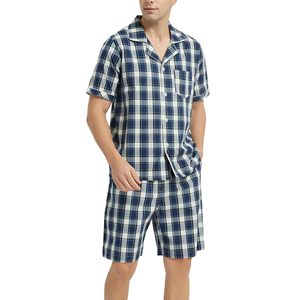 Pigiama Casual da <span class=keywords><strong>Uomo</strong></span> in Cotone, Leggero con Bottoni, Maniche Corte, Tessuto Traspirante Lavorato a Maglia per l'Estate - Product Image 3