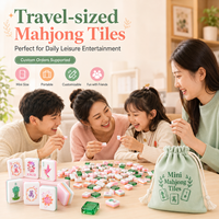 Jeu de Mahjong portable de luxe, durable, résistant à l'eau, format voyage, mini, en acrylique, résistant aux rayures, pliable, avec sac de rangement, pour 4 joueurs