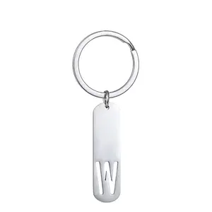 Personalized Metal Engraved Keychain Silver Color 26 Initial Letter Keychain New Hollow Keyrings for Car Bag Pendant