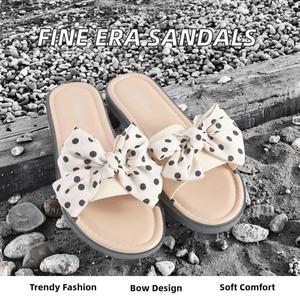High Quality Women's <b>slippers</b> Fashionable Summer Open Toe One-Word Sandals Comfortable Soft Bottom Bow <b>Slippers</b> Beach <b>slippers</b> - Product Image 3