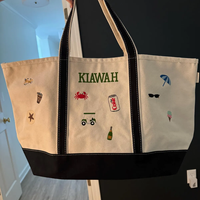Tas Tote Kanvas Bordir Grosir, Tas Belanja Monogram Custom, Tas Pantai Personalisasi, Kanvas dengan Logo Bordir