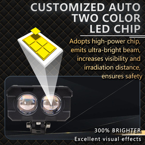 QideWin Motorcycle <b>Spotlights</b> Dual Lens White Yellow Aluminum Alloy Front Headlight Retrofit Upgrade - Product Image 4