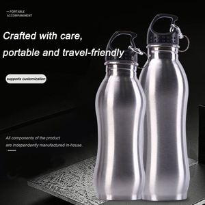 Bouteille d'eau de sport et de voyage 500ml 750ml en acier inoxydable 304, finition brillante, forme de gourde personnalisée pour le cyclisme - Product Image 4