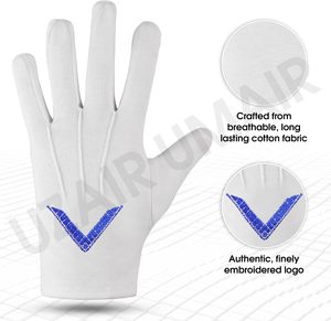 Nouveaux Gants de Régalia Maçonnique de Qualité Supérieure Couleurs Personnalisables Coton Doux Écologique Respirant Durable Quatre Saisons Extérieur - Product Image 3