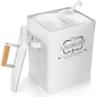 Boîte en métal blanche pour rangement domestique et organisation, style ferme, support pour distributeur de savon, couvercle à cuillère, rangement pour lessive