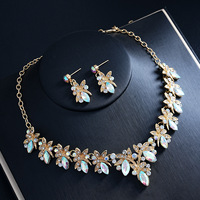 Ensemble d'accessoires deux pièces pour robe de mariée et de soirée : collier et boucles d'oreilles en alliage, élégante chaîne de clavicule pour femme