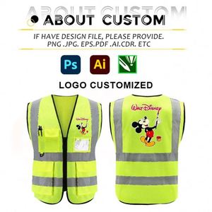 Veste réfléchissante à fermeture éclair multi-poches avec logo personnalisé, vêtements haute visibilité, gilet de sécurité pour le travail en circulation - Product Image 4