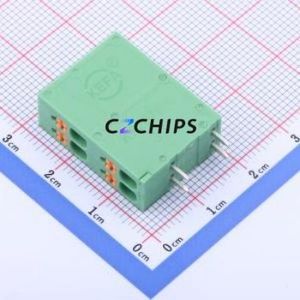 KF207RH-3.5-2*2P Spring Terminal Block Bent Lead Through Hole,P=3.5mm Connector 2x2P 3.5mm Green 4P - Product Image 1