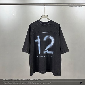 Camiseta de algodón 100% de fábrica, nuevo producto, superventas, 285g, algodón puro, estampado digital, con efecto de lavado. - Product Image 1