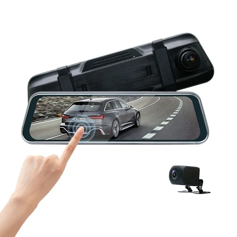 Factory direct 9.66inch car streaming rearview mirror digital rearview mirror 2 cameras dashcam mirror left hand drive