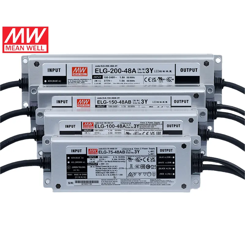 Mean Well XLG/ELG/HLG/XBG/LPV 20w 25w 50w 75w 100w 150w 200w 240w 320w 12v 24v 36v 48v 54v防水MeanwellLEDドライバー