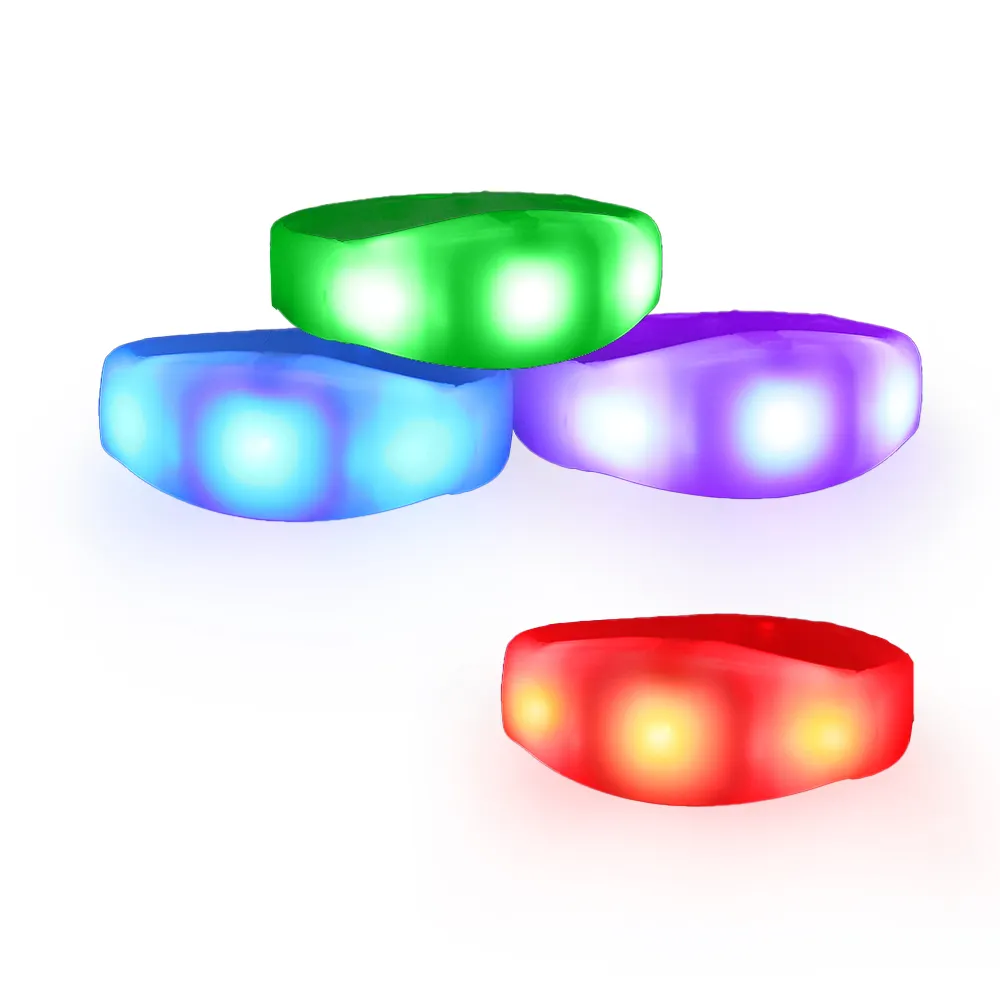 Light Up Bracelets Semi-Silicone LED Flashing Wristband For Christmas Party LED Sound Activated Bracelet