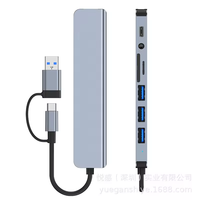 Base de Conexión USB a Tipo C 8 en 1, Expansor Multifuncional de Alta Velocidad para Lector de Tarjetas TF SD, Divisor PD para Laptop