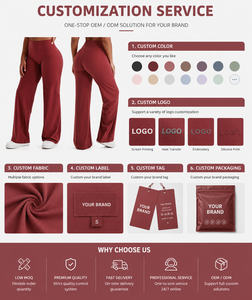 Pantalones de yoga de cintura alta para mujer, efecto levantacola, pierna ancha, sensación de segunda piel, ropa deportiva, logotipo personalizado, OEM, ODM, marca privada, venta al por mayor - Product Image 2