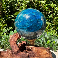 Sphère d'apatite bleue naturelle, guérison par le Reiki, boule de cristal polie sculptée à la main, sphère de pierre précieuse pour la décoration de la maison