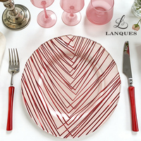 Assiettes de présentation rondes en verre bleu Lanques en gros pour décoration de mariage, centres de table de luxe personnalisés pour événements et locations, 13 pouces
