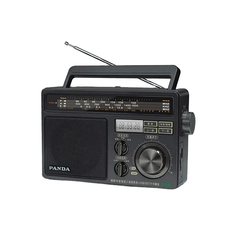 Radio portable vintage à haute sensibilité, 16 bandes support USB/SD/TF