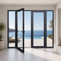 Porte patio double en aluminium avec cadre en verre isolant trempé pour maison, villa, jardin, entrée extérieure, résidentiel sur mesure