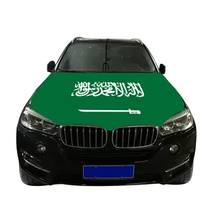 니트 폴리 에스터 고품질 사우디 아라비아 자동차 후드 커버 플래그 국가 자동차 후드 커버 플래그