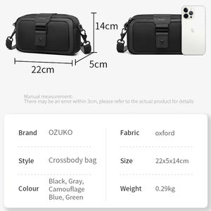 <span class=keywords><strong>Ozuko</strong></span> 9829, bolso de hombro pequeño a la moda, bolso informal, correa ajustable para llevar diariamente, bolso cruzado para hombre - Product Image 4