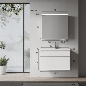 Modern <b>White</b> Bathroom Vanity Unit with Smart <b>Mirror</b> Cabinet PVC Door Ceramic Basin and Hospital Use - Product Image 6